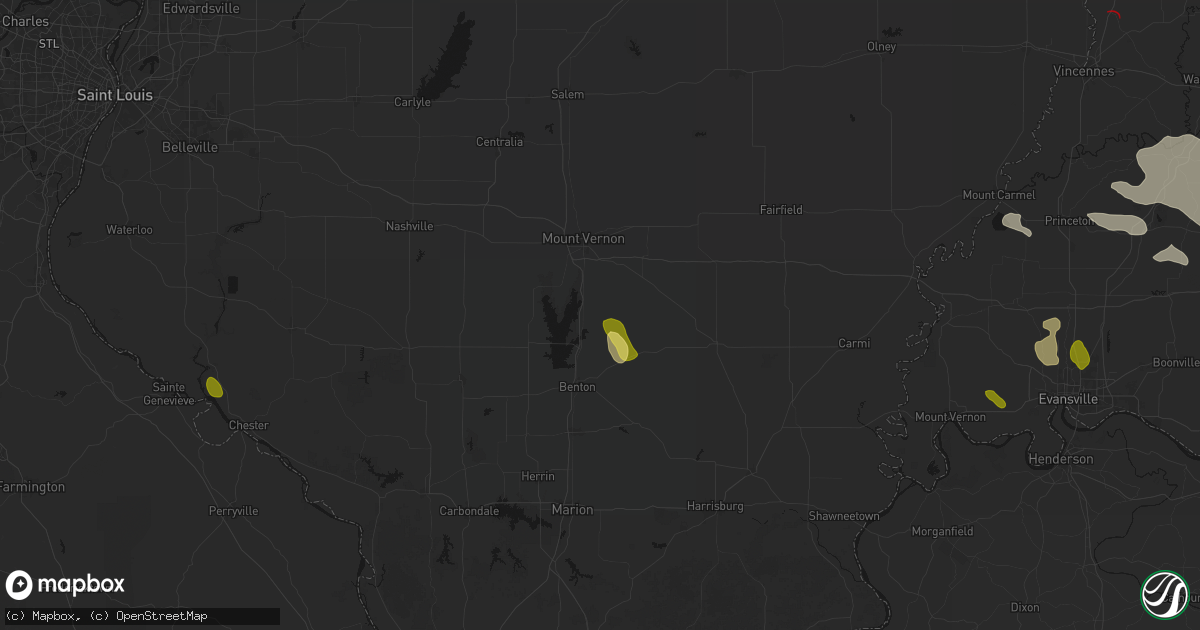 Hail map in Ina, IL on August 12, 2026