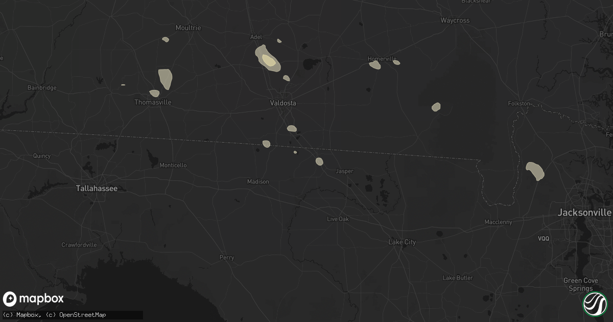Hail map in Jennings, FL on August 12, 2026