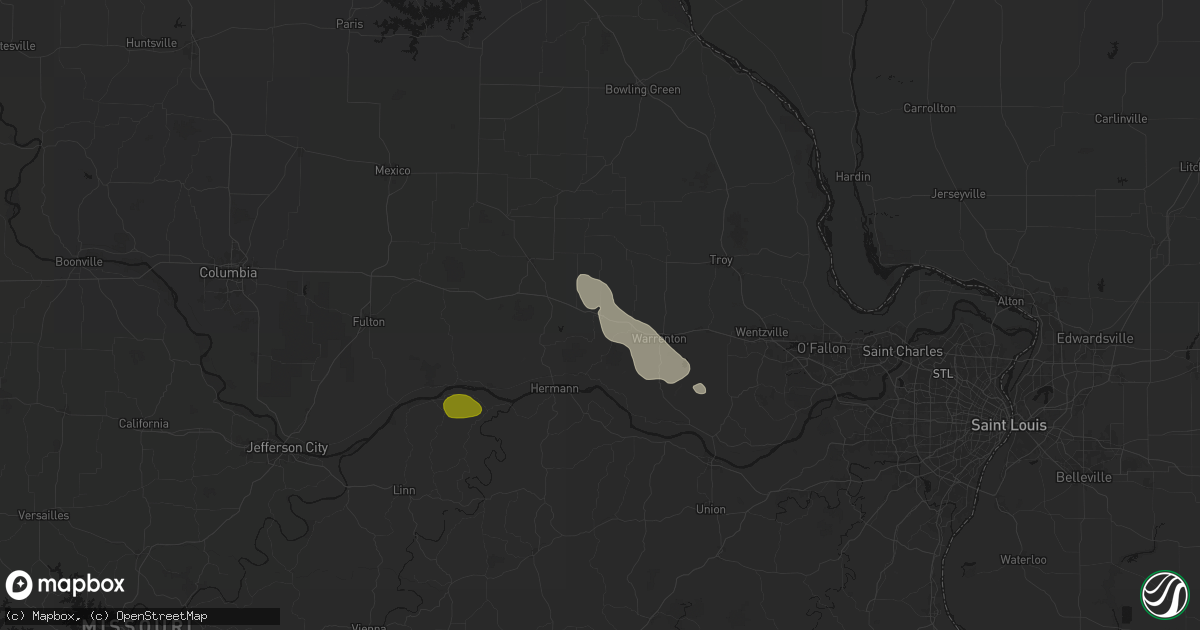 Hail map in Jonesburg, MO on August 12, 2026