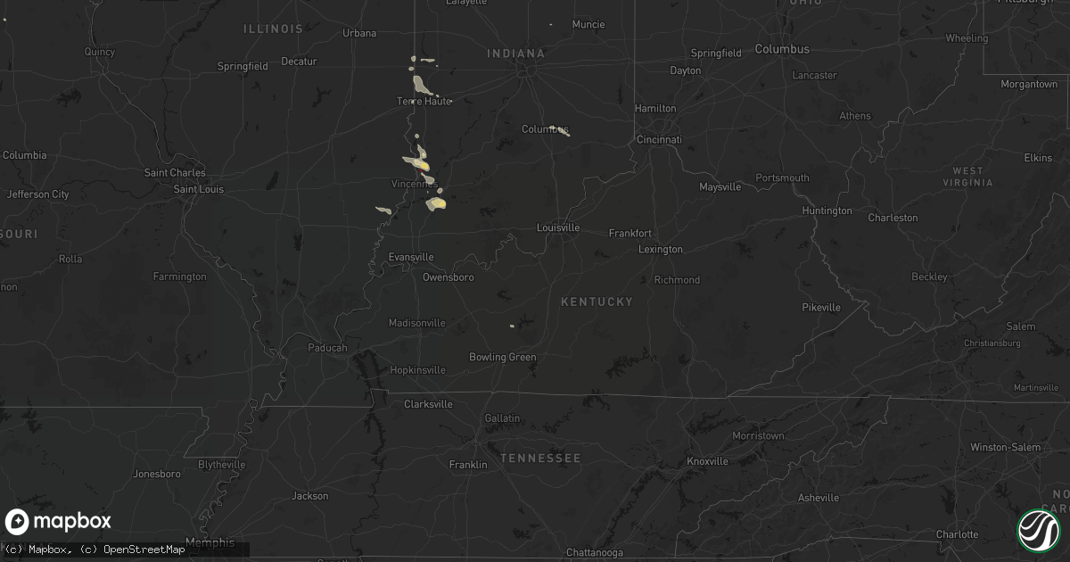 Hail map in Kentucky on August 12, 2026