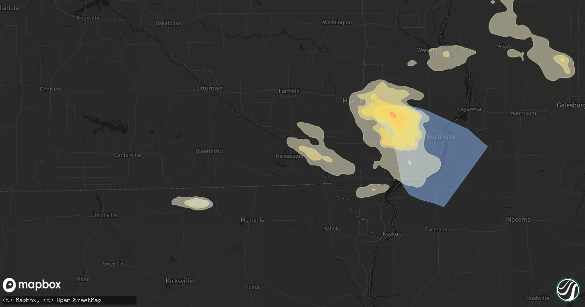 Hail map in Keosauqua, IA on August 12, 2026