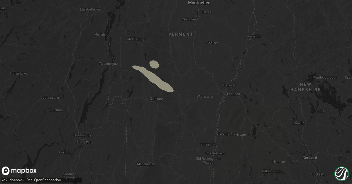 Hail map in Killington, VT on August 12, 2026