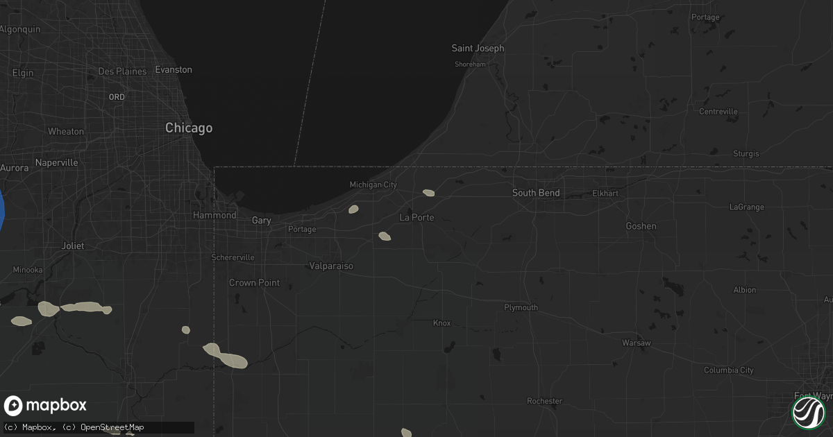 Hail map in La Porte, IN on August 12, 2026
