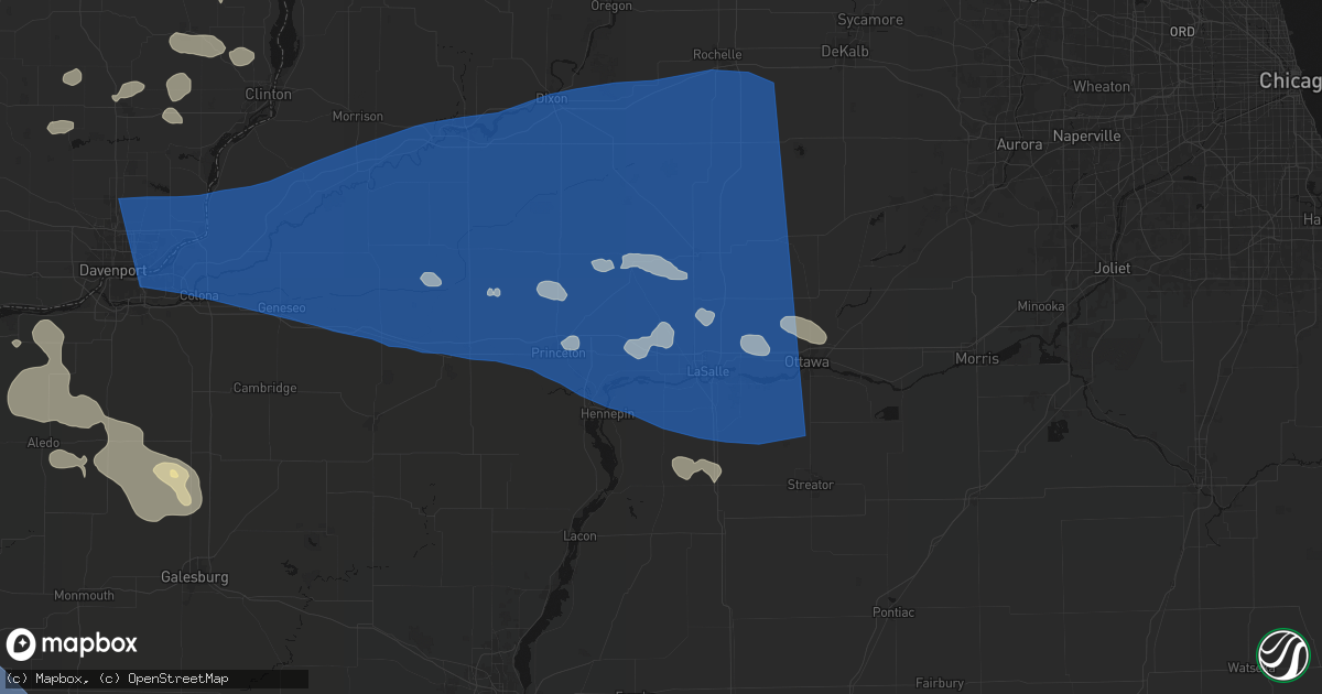 Hail map in Ladd, IL on August 12, 2026