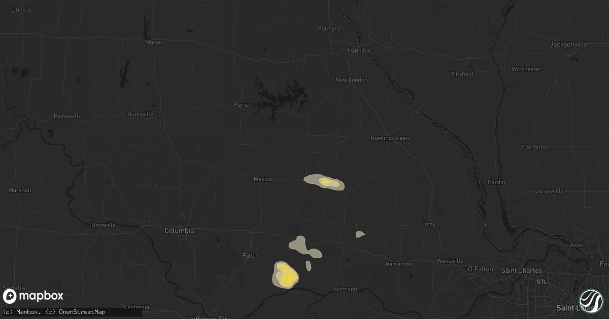 Hail map in Laddonia, MO on August 12, 2026