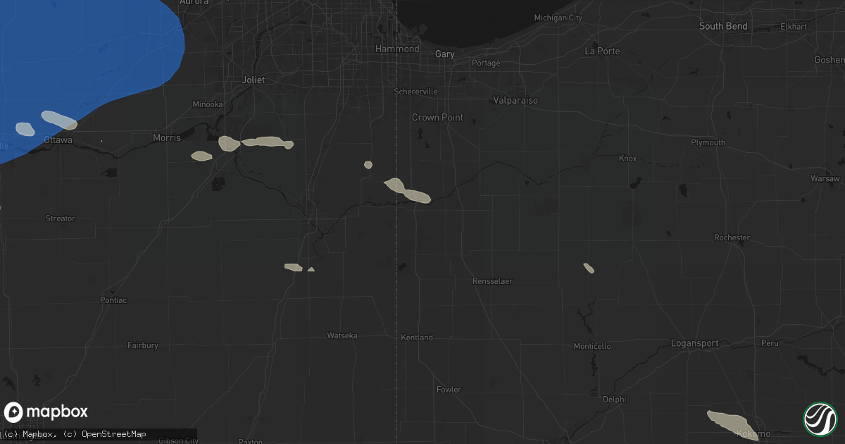 Hail map in Lake Village, IN on August 12, 2026