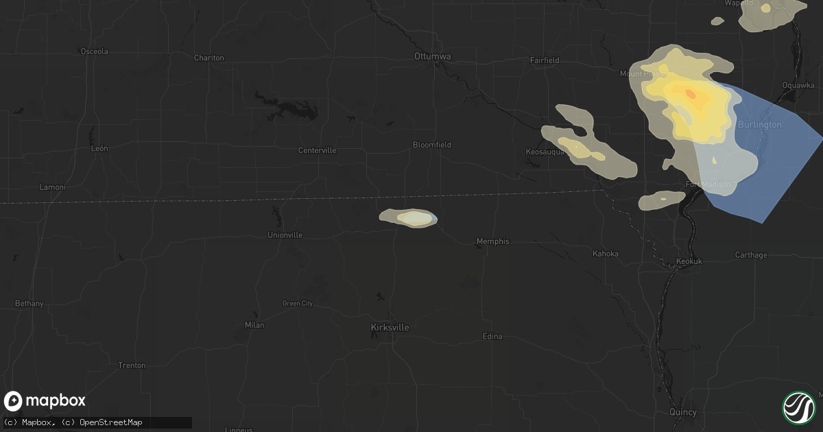 Hail map in Lancaster, MO on August 12, 2026