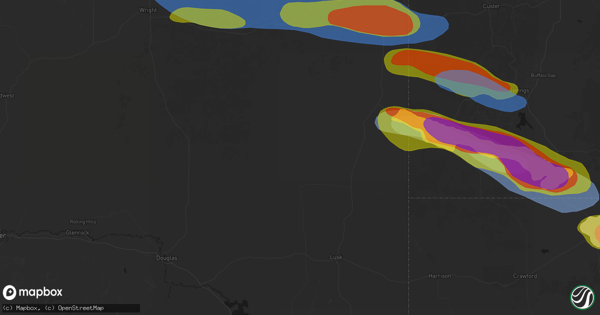 Hail map in Lance Creek, WY on August 12, 2026