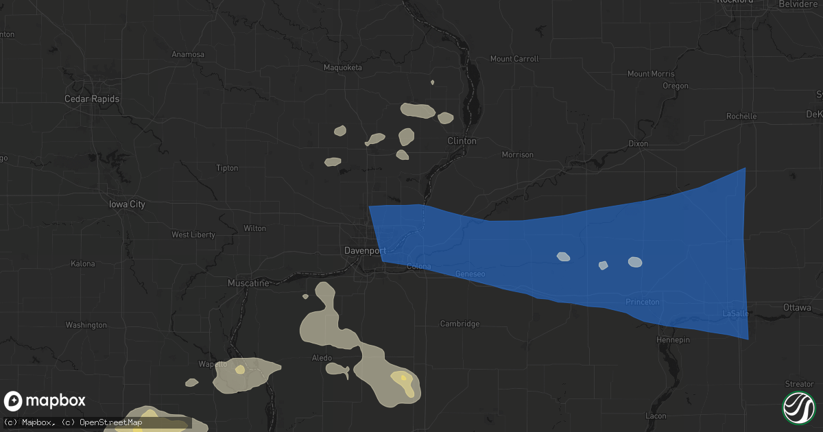 Hail map in Le Claire, IA on August 12, 2026
