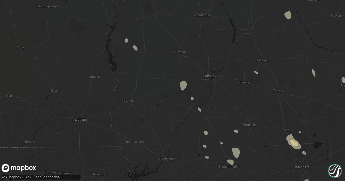 Hail map in Leary, GA on August 12, 2026