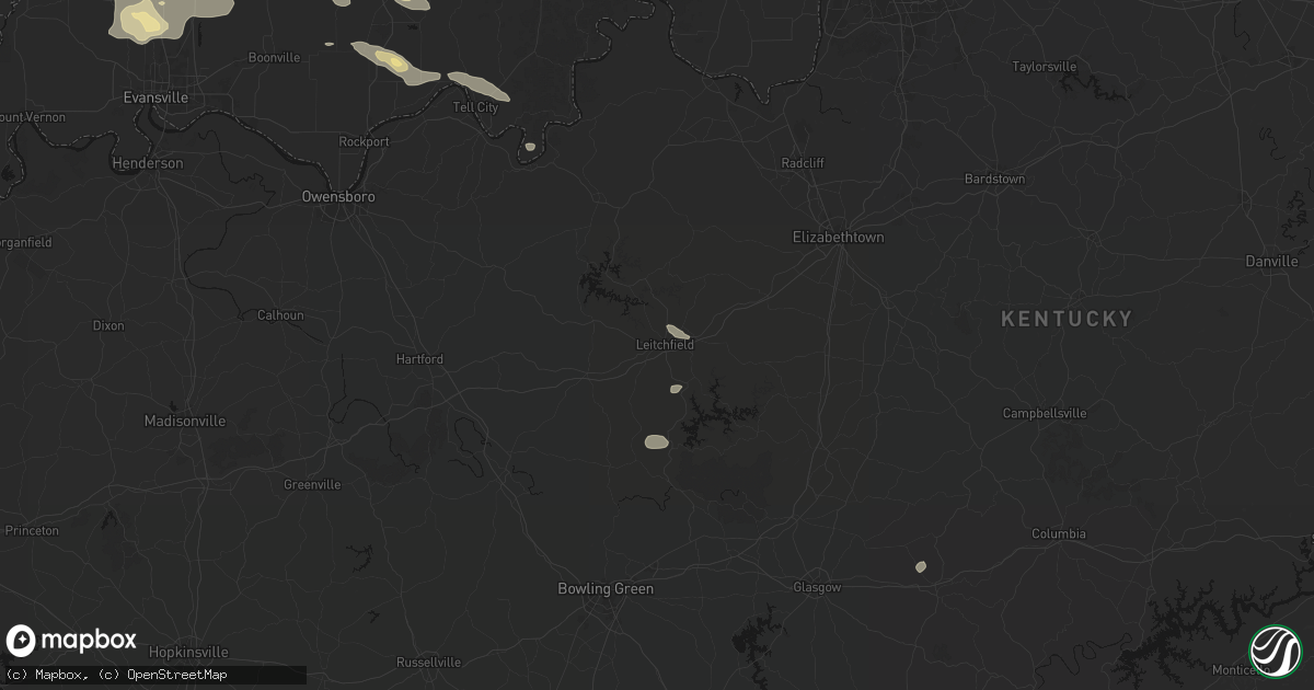 Hail map in Leitchfield, KY on August 12, 2026