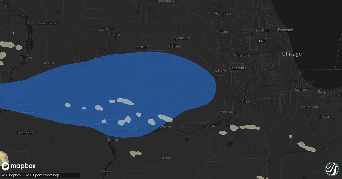 Hail map in Leland, IL on August 12, 2026