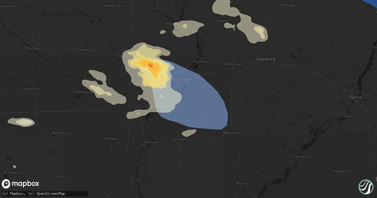 Hail map in Lomax, IL on August 12, 2026
