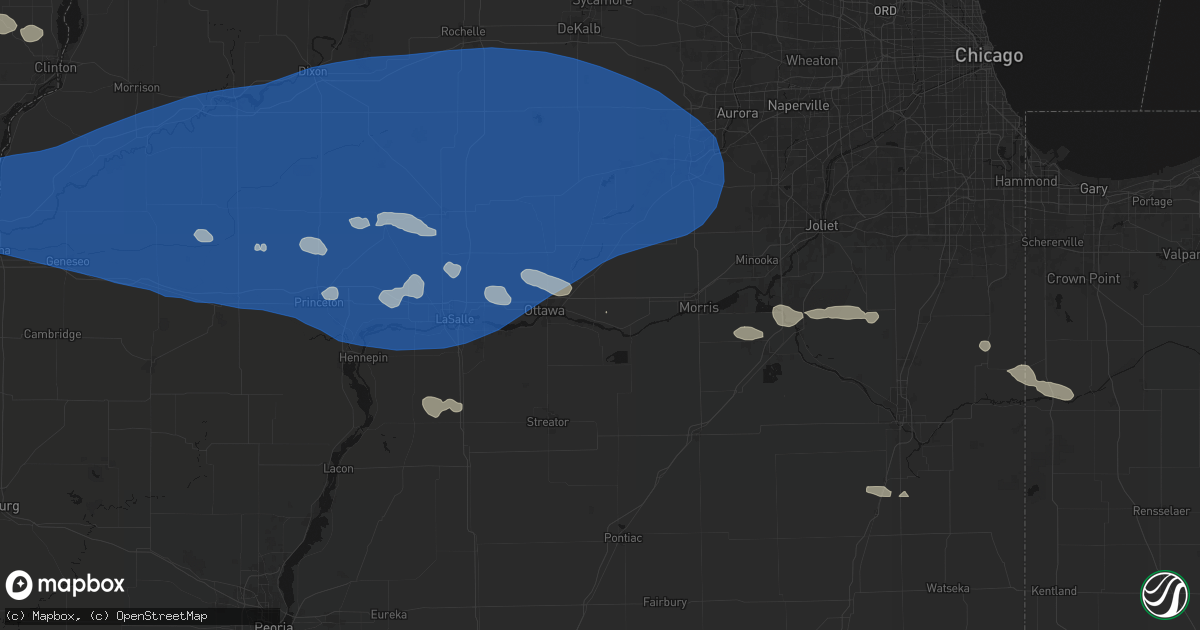Hail map in Marseilles, IL on August 12, 2026