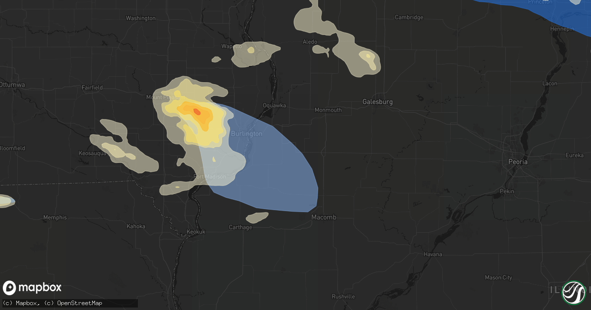 Hail map in Media, IL on August 12, 2026