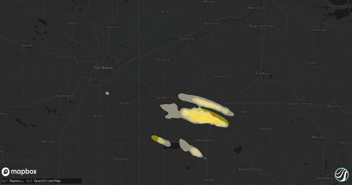 Hail map in Middle Point, OH on August 12, 2026