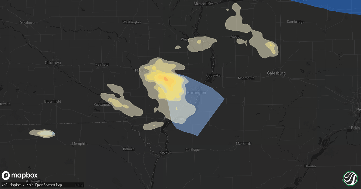 Hail map in Middletown, IA on August 12, 2026