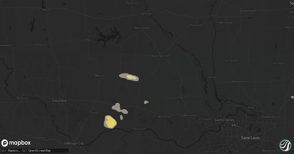 Hail map in Middletown, MO on August 12, 2026