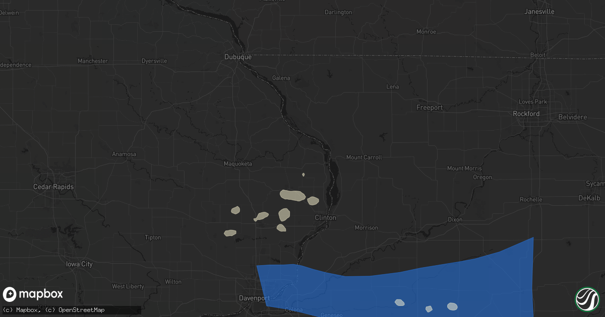 Hail map in Miles, IA on August 12, 2026