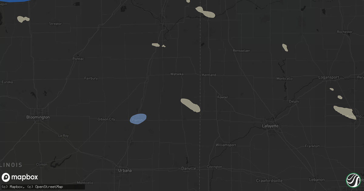 Hail map in Milford, IL on August 12, 2026