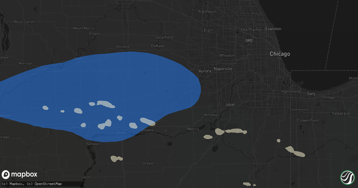Hail map in Millbrook, IL on August 12, 2026