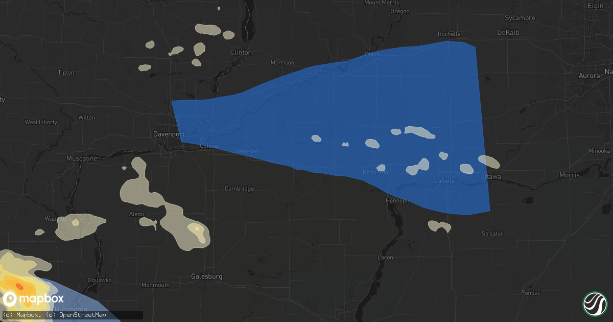 Hail map in Mineral, IL on August 12, 2026