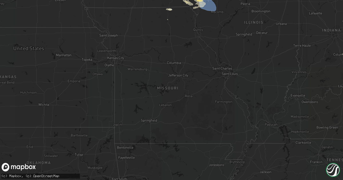 Hail map in Missouri on August 12, 2026
