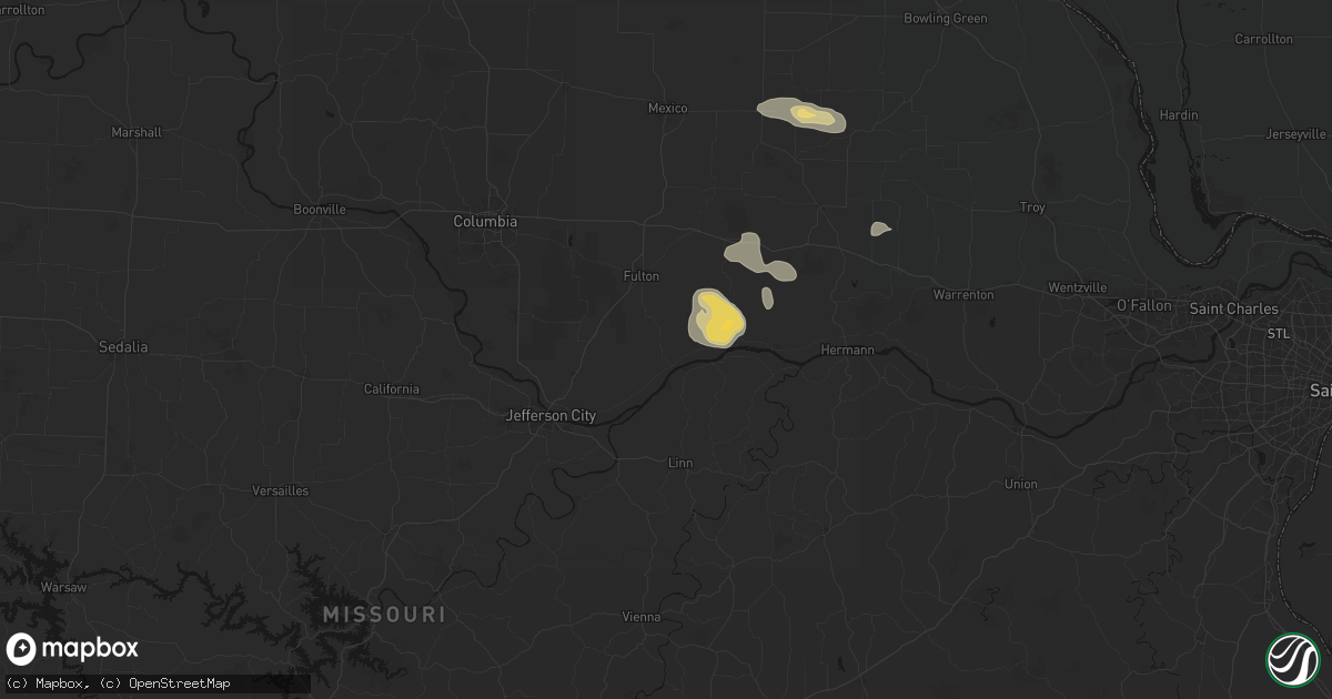 Hail map in Mokane, MO on August 12, 2026