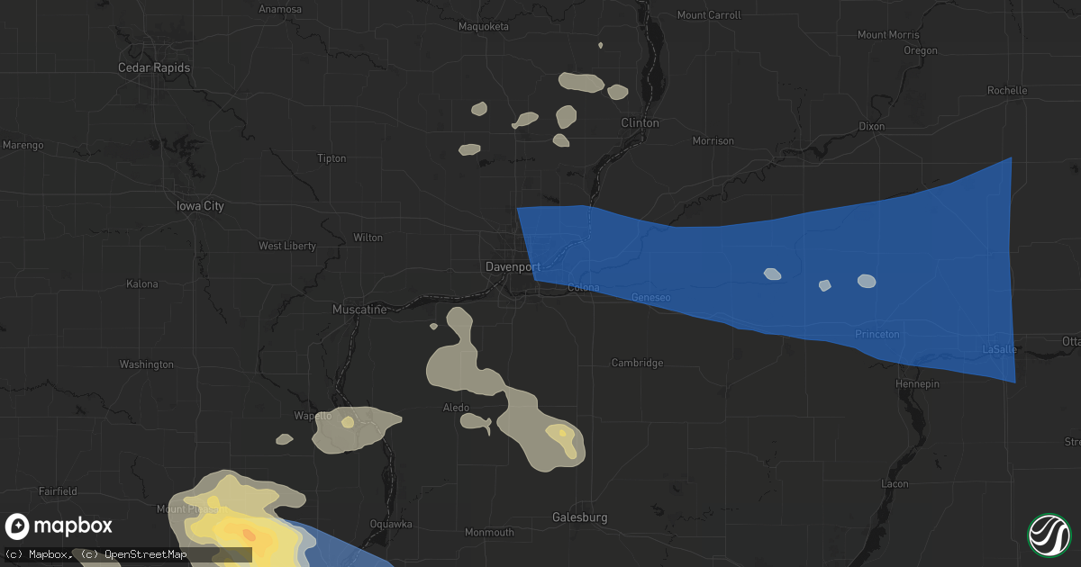 Hail map in Moline, IL on August 12, 2026