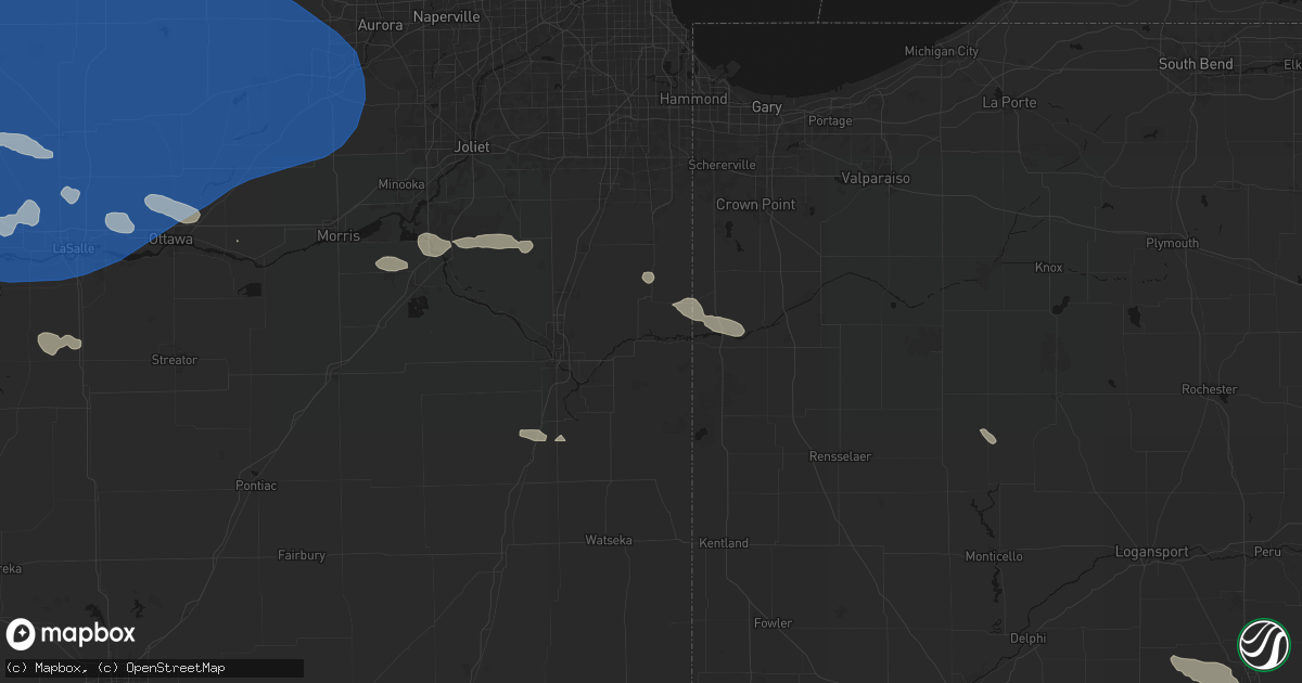 Hail map in Momence, IL on August 12, 2026