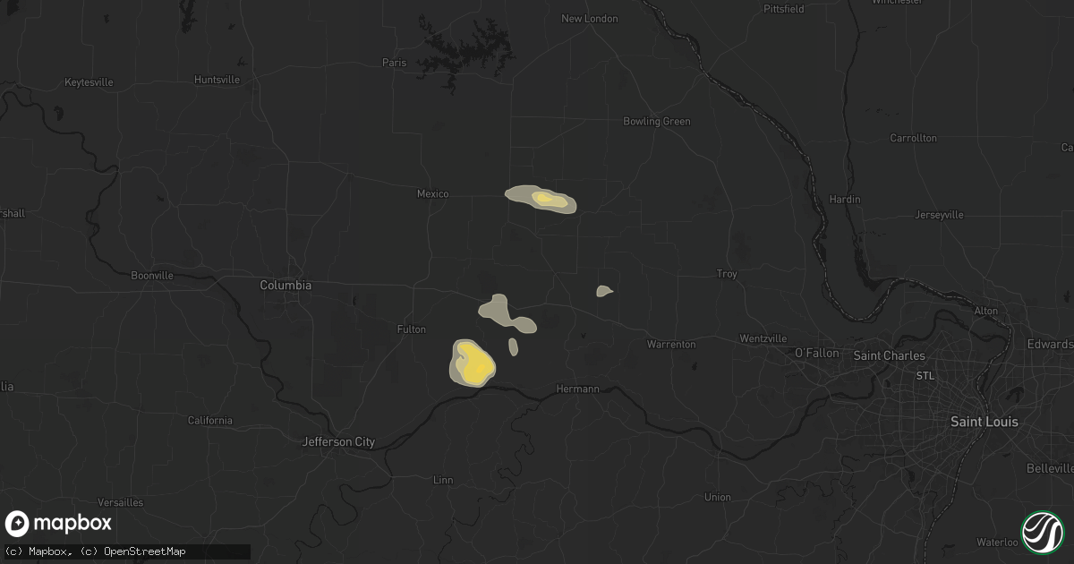 Hail map in Montgomery City, MO on August 12, 2026