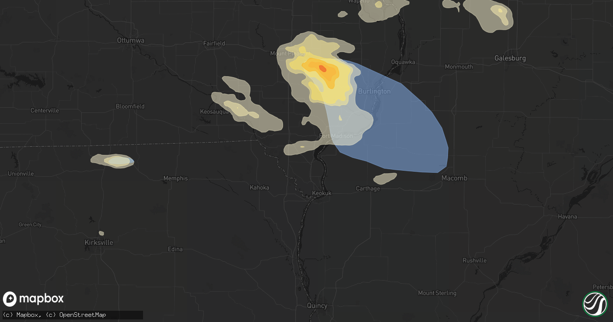 Hail map in Montrose, IA on August 12, 2026