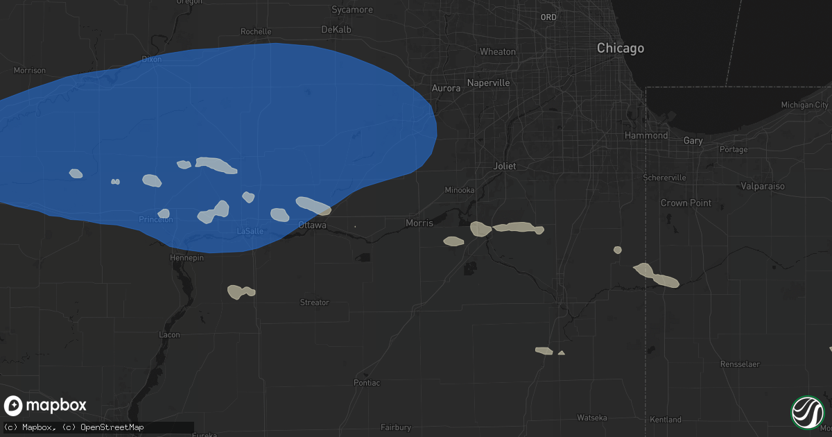 Hail map in Morris, IL on August 12, 2026