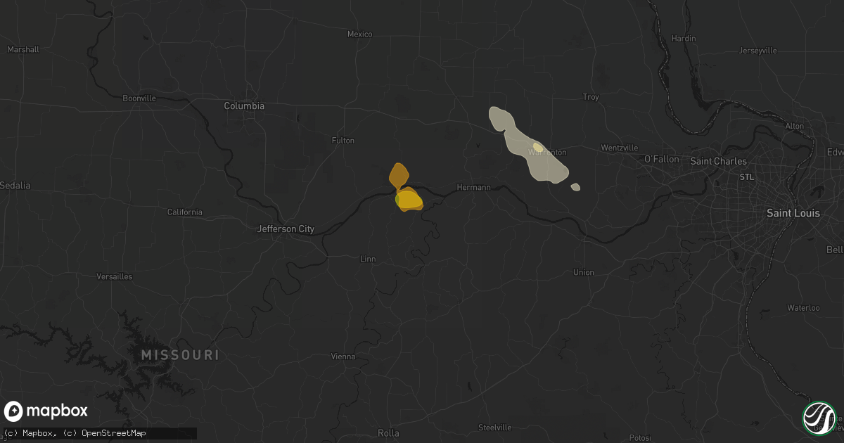 Hail map in Morrison, MO on August 12, 2026