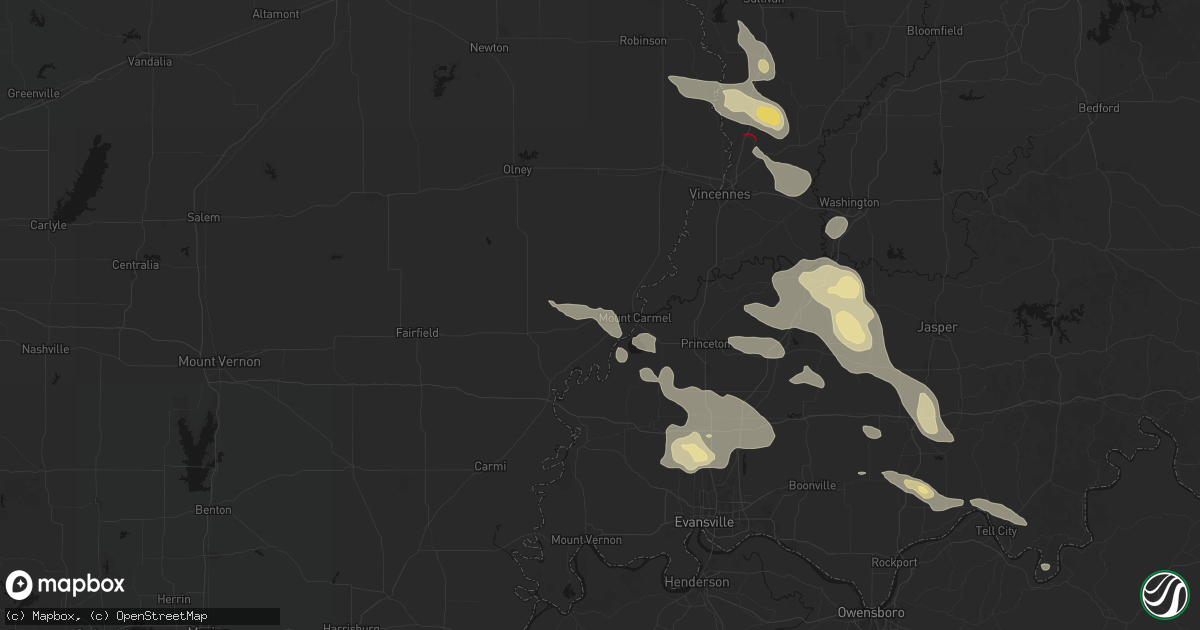 Hail map in Mount Carmel, IL on August 12, 2026