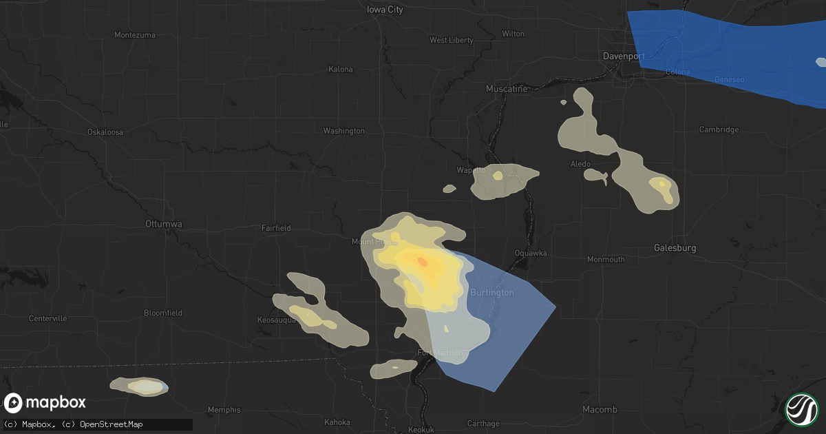 Hail map in Mount Union, IA on August 12, 2026