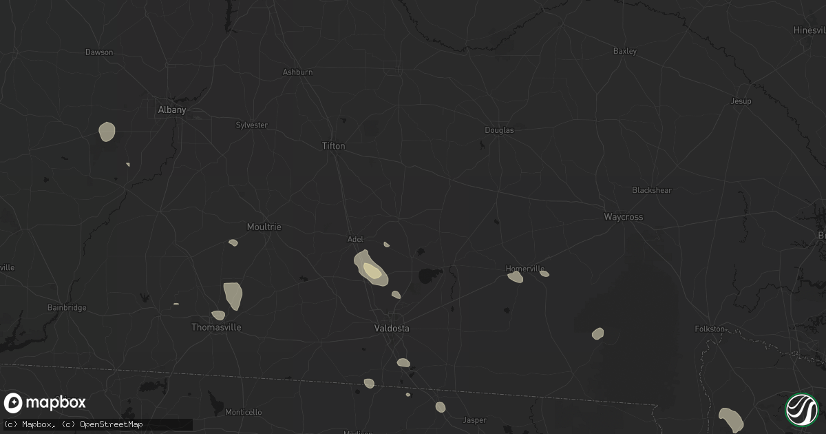 Hail map in Nashville, GA on August 12, 2026