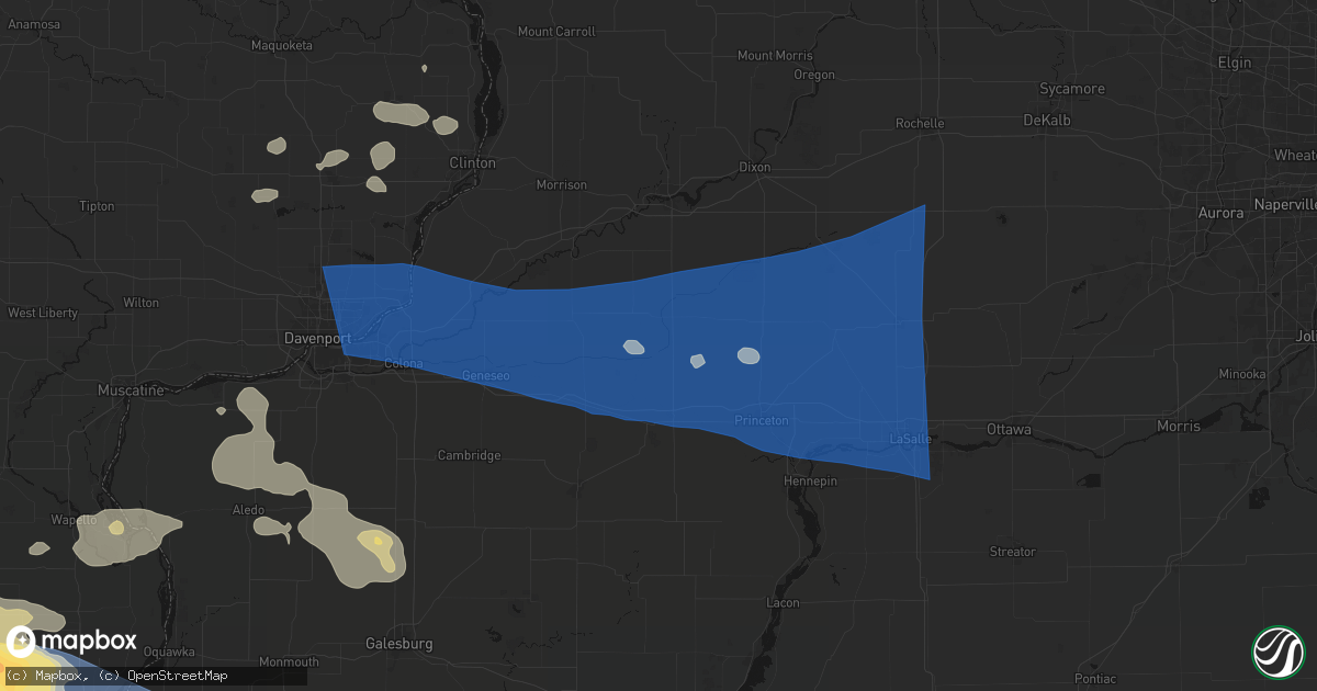 Hail map in New Bedford, IL on August 12, 2026