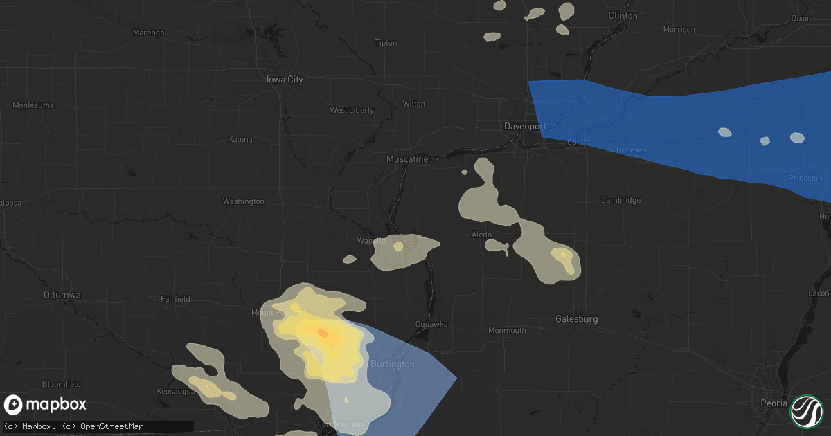 Hail map in New Boston, IL on August 12, 2026