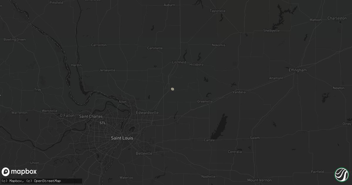 Hail map in New Douglas, IL on August 12, 2026