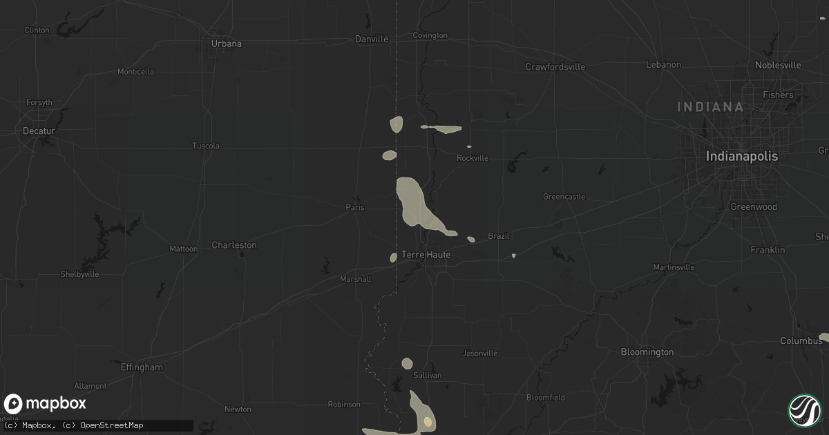 Hail map in New Goshen, IN on August 12, 2026