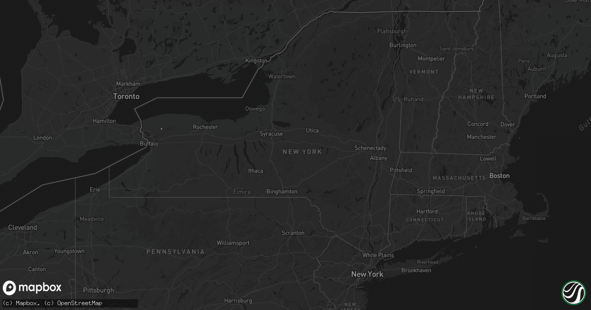 Hail map in New York on August 12, 2026