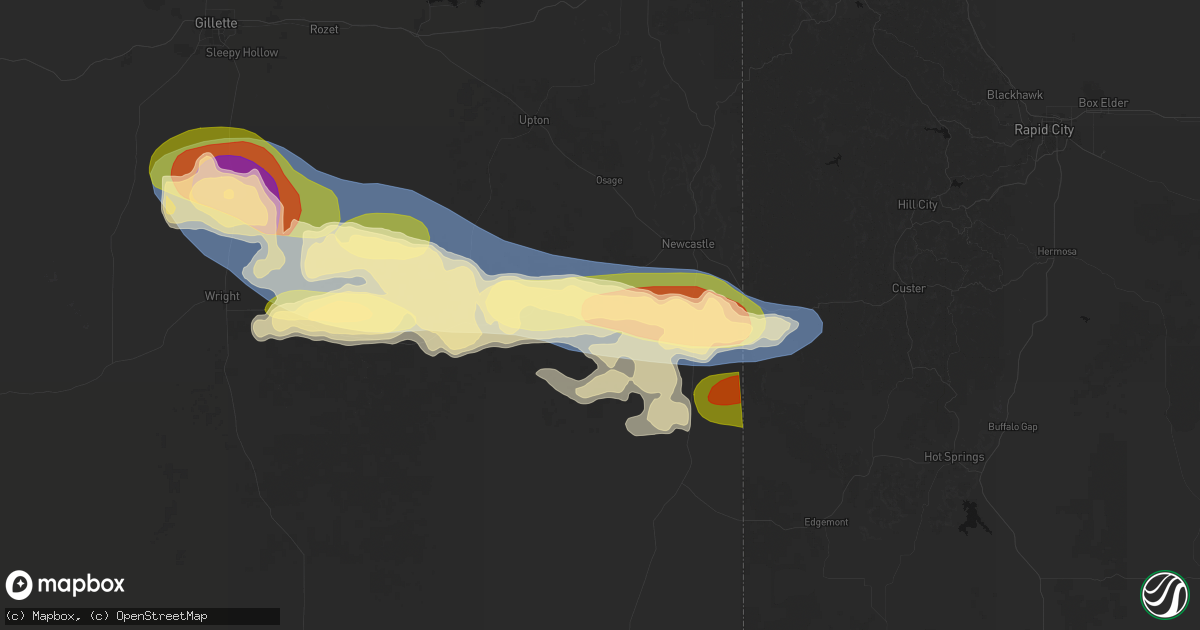 Hail map in Newcastle, WY on August 12, 2026