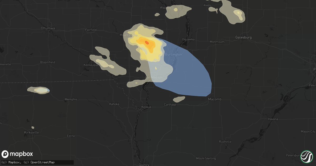 Hail map in Niota, IL on August 12, 2026