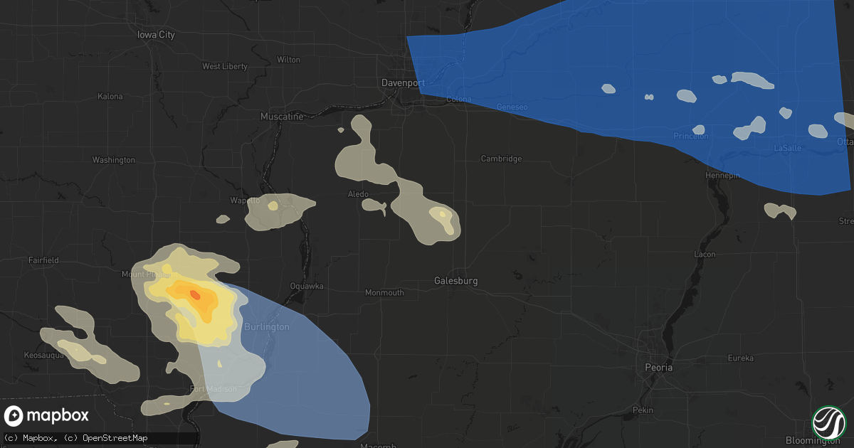 Hail map in North Henderson, IL on August 12, 2026