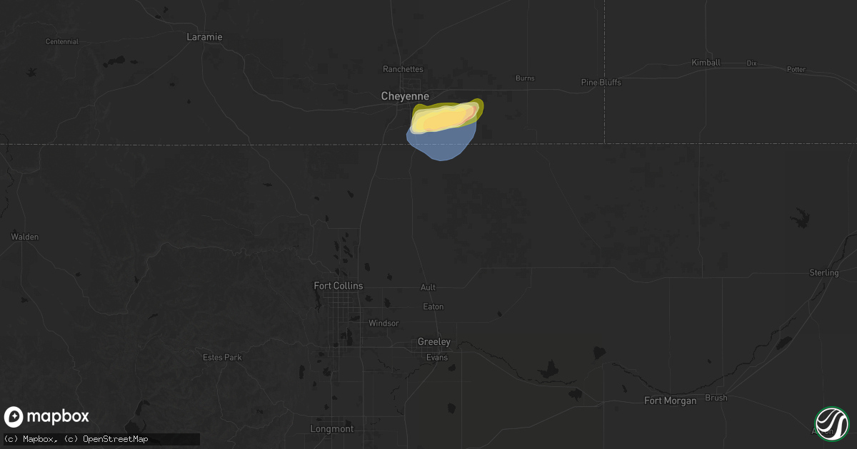 Hail map in Nunn, CO on August 12, 2026