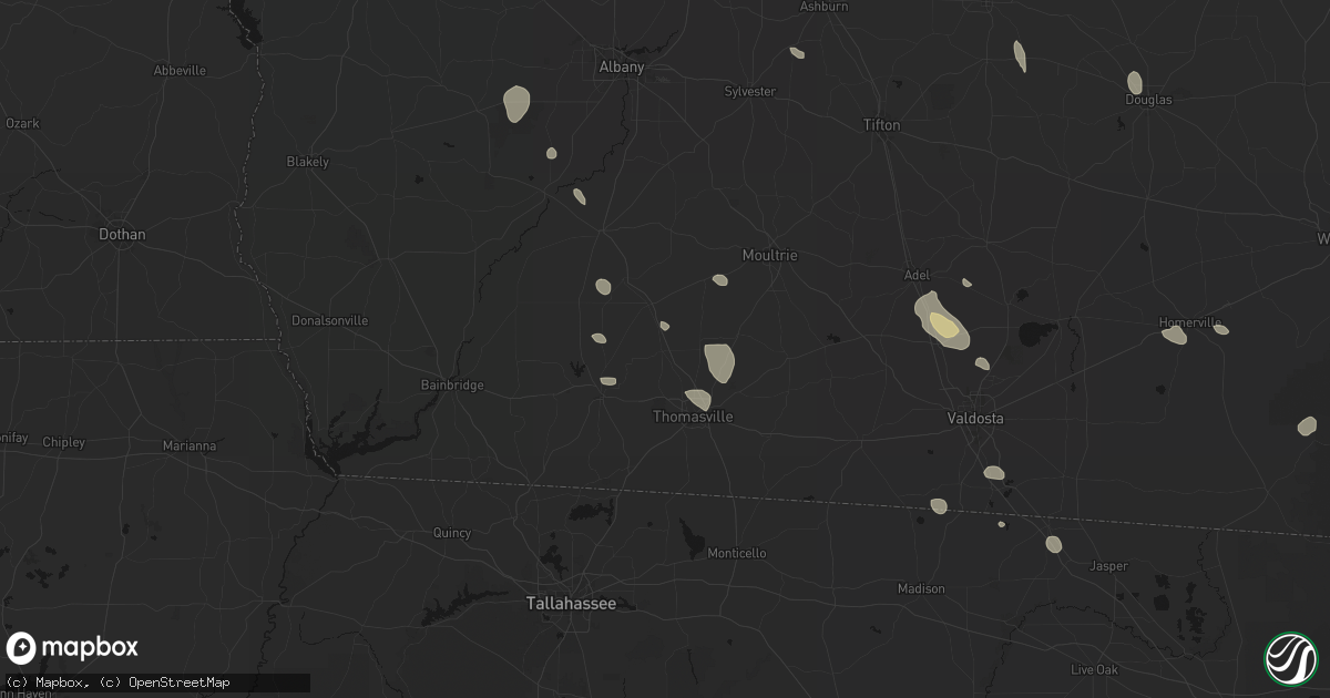Hail map in Ochlocknee, GA on August 12, 2026