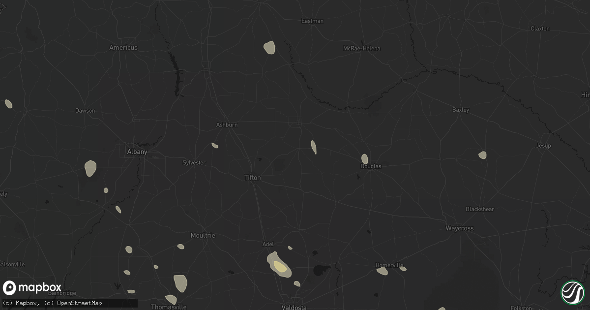 Hail map in Ocilla, GA on August 12, 2026