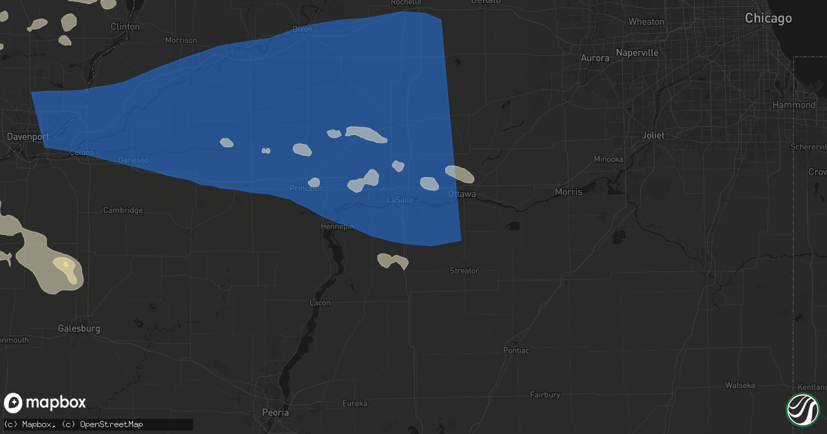 Hail map in Oglesby, IL on August 12, 2026
