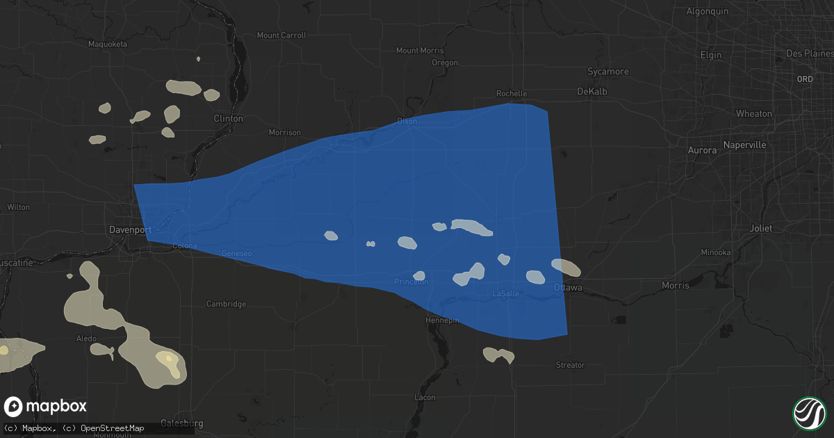 Hail map in Ohio, IL on August 12, 2026